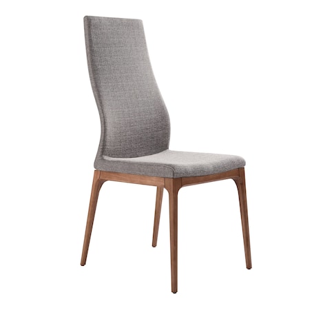 Armen Living Parker Mid-Century Dining Chair in Walnut Finish and Gray Fabric, PK2 LCPKSIGR